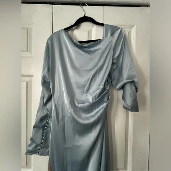 MESHKI- Avery One-Shoulder Maxi Dress - Cornflower Blue - Picture 8 of 9